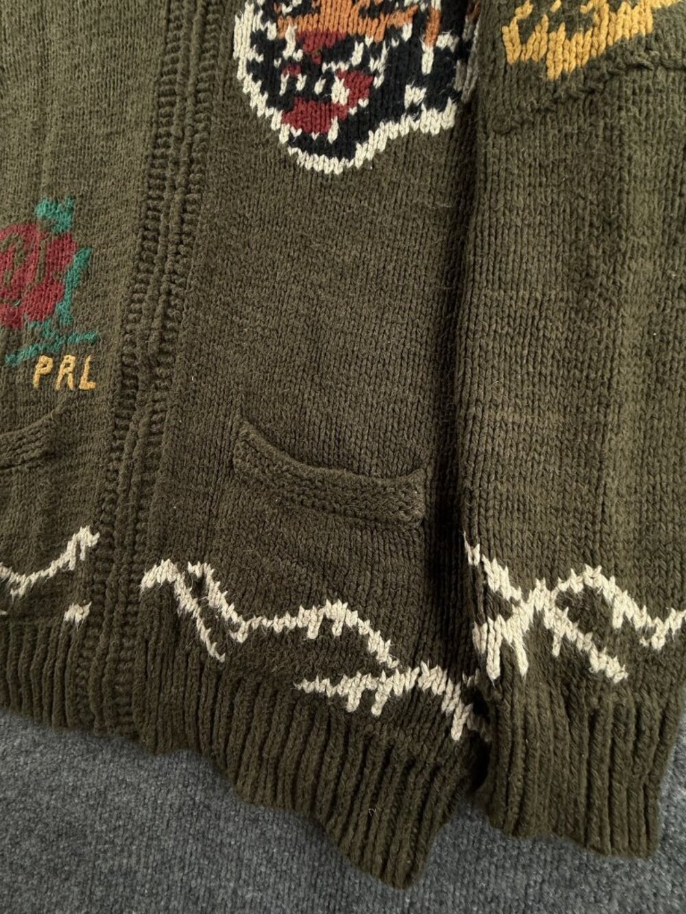 Polo Ralph Lauren Cowichan Tiger Heavyweight Chunky Knit Zip Cotton Linen Silk - Picture 6 of 16